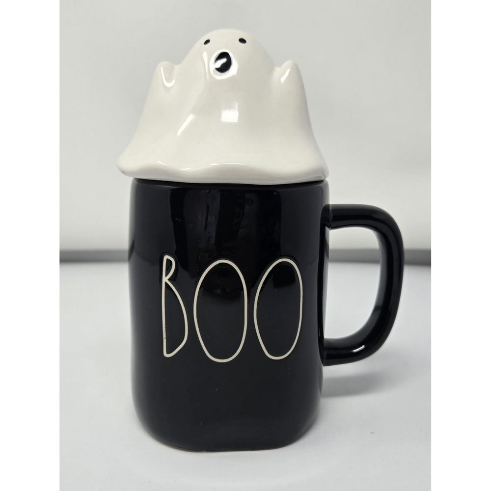 NEW Rae Dunn Boo‎ Halloween Mug with GHOST Topper/Lid Cup Decoration